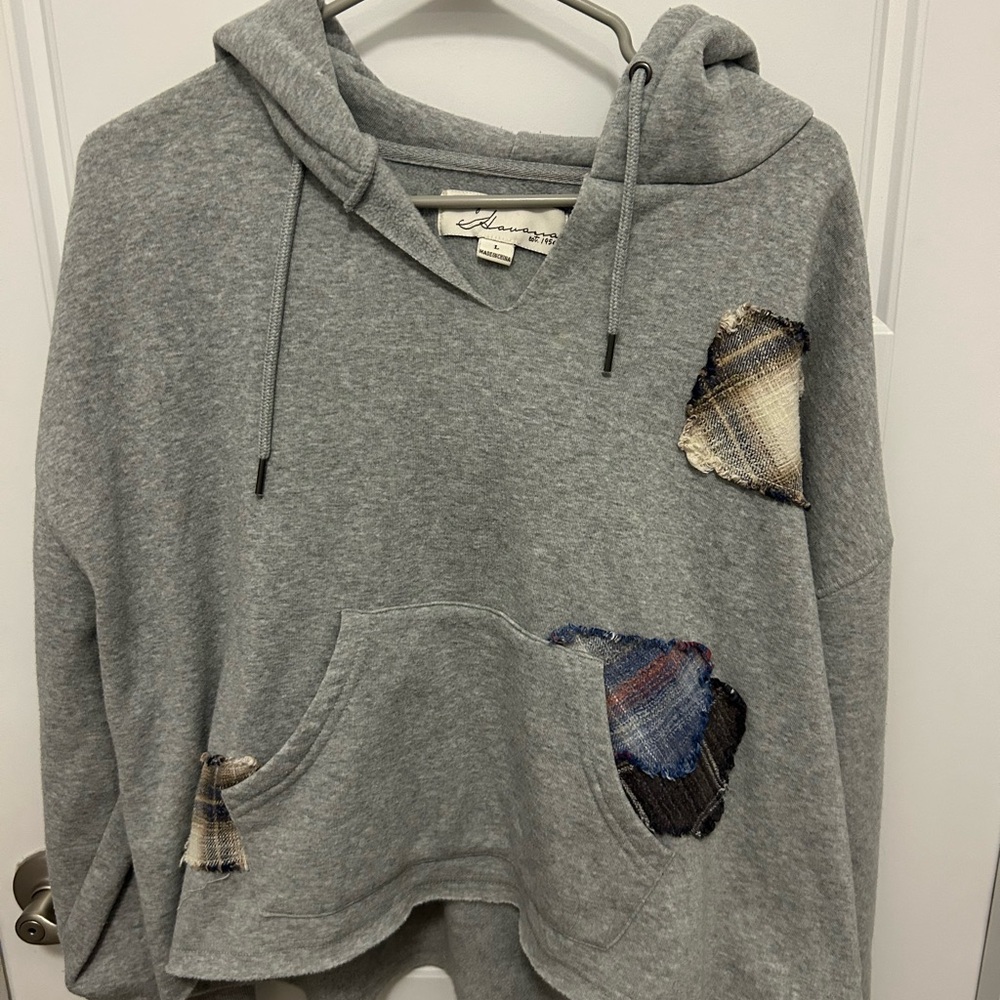 Vintage Havana Gray Patchwork Hoodie